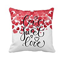 Love Sweet Love Text as Valentine's Day Home Decor Throw Pillow Cover Cotton Polyester Cusion Cover 18 x 18 Inches